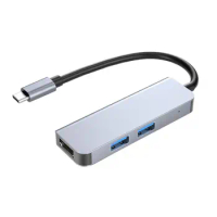 Reliable 3 Port Type-C to HDMI-compatible USB3.0 Adapter High-strength Dongle Adapter Stable Output Computer Accessories