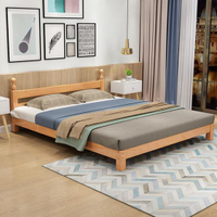 實木床榻榻米現代簡約地台床主臥雙人單人1.8米1.5米櫸木排骨床架 交換禮物