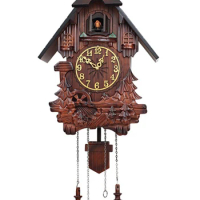 Solid wood carved cuckoo bird clock