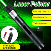 Laser Pointer Green Light Starry Portable Laser Flashlight Adjustable Focus Laser Torch For Outdoor Camping and Teaching