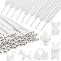 100Pcs 260 Balloons White Long Balloons for Balloon Garland Thickening Skinny Latex Twisting Balloon