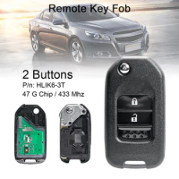 433Mhz 2Buttons Car Remote Key with Electronic 47 G Chip / HLIK6-3T Type-G Key Blade Auto Key Housing for Honda CRV Honda