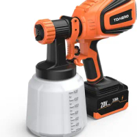 Cordless Paint Sprayer 20V 3.0Ah Batteries, HVLP Electric Spray Paint Gun 1400ML Container/2 Nozzles/3 Patterns