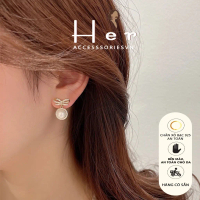 ♻FREE SHIPPING♻Bông Tai dáng dài đi tiệc, Khuyêntai nơ  đính đá nhân tạo sang trọng Her Accessories 