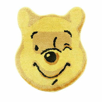 小禮堂 迪士尼 小熊維尼 大臉造型絨毛地墊《黃》43x50cm.腳踏墊.地毯