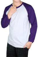 Kaos Raglan Pria Lengan Panjang - Putih Misty Ungu