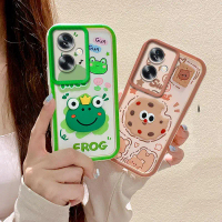 เคสโทรศัพท์ 3D กบและคุกกี้ตลก วัสดุซิลิโคนนิ่ม กันกระแทก เข้ากันได้กับ OPPO A79 5G, A58, A78, A98 5G