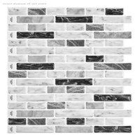 Vividtiles Strong Vinyl Wallpaper Kitchen Backsplash Stickers Peel and Stick 3D Effect Marble Wall Tiles -10 Sheet