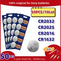 50PCS Original For Sony CR2032 CR2025 CR2016 CR1632 Lithium Battery Watch Calculator Car Key Remote Control Button Coin Cells