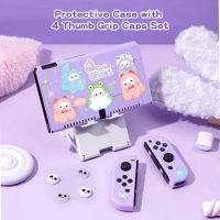 Cute ghostsSwitch Protective Case Bundle with 4pcs Grip Caps For Nintendo Switch OLED，for Switch NS Cover，Switch Game Accessory