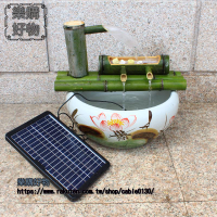 竹筒流水器太陽能過濾水漿循環竹子擺件庭院魚缸假山養魚創意