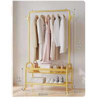 多功能衣帽架 晾衣架 掛架 簡約掛衣櫃 曬衣架【升級款【80cm輕奢金】 雙層】 
