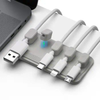 Desktop Magnetic Charging Line Holder Protector Cable Clip Mouse Wire Organizer Cord Winder