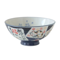 【Just Home】日本製美濃燒陶瓷5.5吋中式飯碗420ml-招福招財貓(毛料飯碗)
