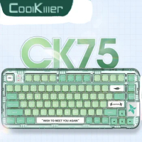 Coolkiller Ck75 Hot-swap Bluetooth 2.4g Wireless Rgb Mint Green Transparent Gasket Gaming Mechanical Keyboard Rgb For Win/mac