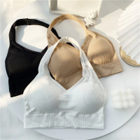 ONEFASHIONMALL BR023 Bra BH Wanita Atasan V-Neck Leher Tali Ikat Gantung Crop Top Tanpa Kawat Kekini