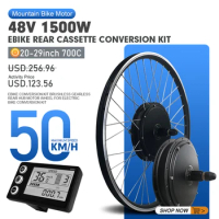 Electric Bike Conversion Kit 20-29Inch 700C 48V 1500W Rear Cassette Hub Motor Wheel Dropout 142mm For eBIKE Conversion Kit