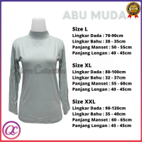 Manset Lengan Panjang Wanita Kerah Shanghai Turtle Neck Polos Dalaman Perempuan Bahan Rayon Spandek 