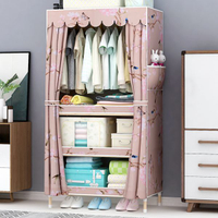 布衣櫃單人簡易衣櫃宿舍小衣櫥簡約現代經濟型組裝實木布藝布衣櫃收納櫃