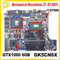 GK5CN6X for Shenzhou Ares Mechanical Revolution Deep Sea Ghost Z1 Z2 X8TI Gaming Laptop Motherboard i7-8750H GTX1060 6GB DDR4