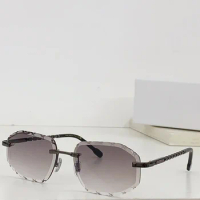 50144U Polygon Rimless Ladies Brand Sunglasses Designer Alloy Uv400 Men France Style Frameless Cut Eyeglasses with Case