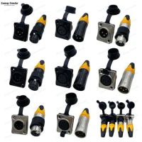 10Sets 3Pin 5Pin XLR Male Female Plug + Socket IP67 Waterproof and Dustproof Cover Outdoor Performance balanced Audio Connector
