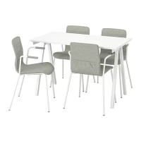 TROTTEN/LÄKTARE 會議桌和椅, 白色/淺綠色, 120x70 公分