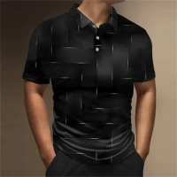 Black Golf Shirt For Men's Casual Novelty 3D Print Polo T Shirt Plaid Graphic Tees Fashion Short Sleeve Sleeve T-Shir