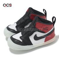 Nike 休閒鞋 Jordan 1 CRIB Bootie 小童 黑 紅 魔鬼氈 皮革 嬰兒鞋 學步鞋 AJ1 HJ9289-061