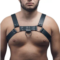 Leather Men's Harness Fetish Gay BDSM Chest Harness Belts Male Body Straps Lingerie Sexual Harness Men Costumes for Punk Rave