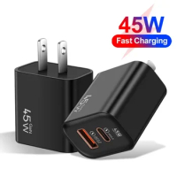 GaN 45W USB Charger Fast Charging USB Type C Wall Charger PD QC3.0 Quick Charge for IPhone Samsung S23 S21 Laptop Tablet