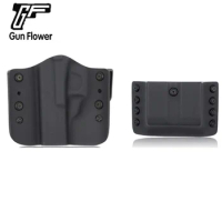 Gun&amp;Flower Tactical Outside KYDEX Gun Holster &amp; Double Magazine Pouch Holder with Belt Loop for Glock 19/23/32