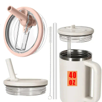 Penutup 40 oz dengan straw lipat untuk cawan Stanley, penutup anti-kebocoran dan aksesori straw untu