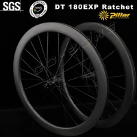 700c DT 180 Ratchet Carbon Wheels Disc Brake Pillar 1423 Center Lock UCI Approved Thru Axle /Quick Release Road Bicycle Wheelset