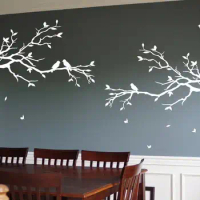 2 x Large Tree Branches Wall Decals Deco Art Sticker Mural with 20 Birds