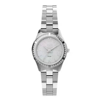 Jam Tangan Wanita Timex Trend TW2V39300 Ladies Crystal Silver MOP Dial Stainless Steel Strap