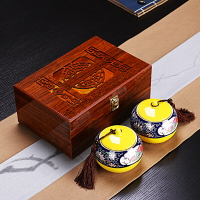 3IGP茶葉罐西湖龍井禮盒包裝明前綠茶紅茶黑枸杞陶瓷罐通用款木盒