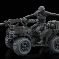 1/35 Scale Unpainted Resin Figure bike with driver GK figure