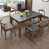 餐臺 餐桌 火燒石北歐餐桌椅組合現代簡約客廳小戶型長方形全實木餐桌飯桌椅