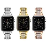 Fran-25a Apple watch metal strap is suitable for applewatch8 with three beads of diamond S7/S6 watch strap with butterfly buckle