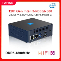 Topton M9S Mini PC 12th Gen Intel i3 N305 N300 N200 DDR5 PCIE3.0x4 2xi226-V 2.5G Firewall Router Office PC Windows 11 NUC WiFi6