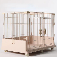 Double Door Dog Cage Integrated Base Dog House Pet Supplies Modern Simplicity And Large Capacity With Roller Dog House