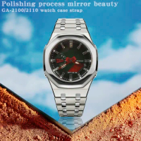 Luxury Polishing Metal Mod Kit for Ga 2100 GA-2110 GA-B2100 Stainless Steel Bracelet Silver Bezel strap Watch Accessories