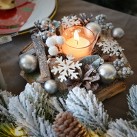 燭光晚餐復古系列原木木樁松果松針北歐歐式晚宴櫥窗圣誕裝飾燭臺