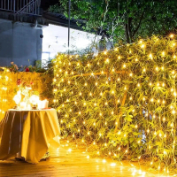 Cahaya Festoon Palam EU Lampu Rentetan Jaring Jaring LED kalis air 3 Warna Cahaya Pokok Krismas 3mx2