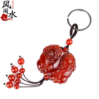 風水閣 紅瑪瑙貔貅鑰匙扣包包掛件男女款鑰匙裝飾飾品包鑰匙掛飾
