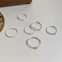 S925 pure silver handmade silver-colored irregular textured fine ring with liquid lines, knuckle rin