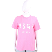 MSGM 油漆塗鴉字母深粉短袖TEE T恤(女款)