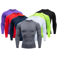 S-XXXL Long Sleeve Compression Running T Shirt Fitness Tight Sport Tshirt Training Jogging Sportswear Quick Dry Tops for Men
