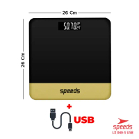 SPEEDS Timbangan Badan Digital 30x30cm 180kg scale kaca Mini 040-9 - -5+USB